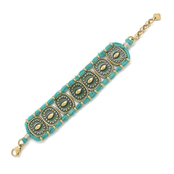 Tirkīzzila aproce ar acu ornamentiem