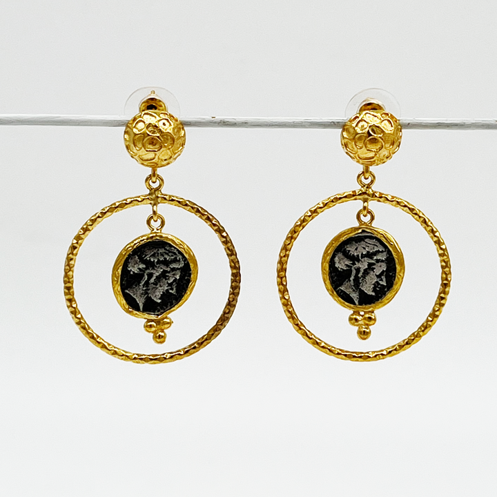 Trojan coin earrings